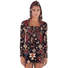 Carpet-symbols Long Sleeve Hooded T-shirt by Gohar