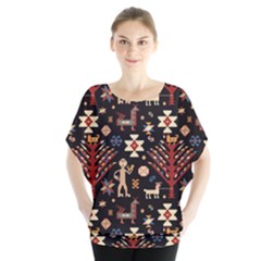 Carpet-symbols Batwing Chiffon Blouse