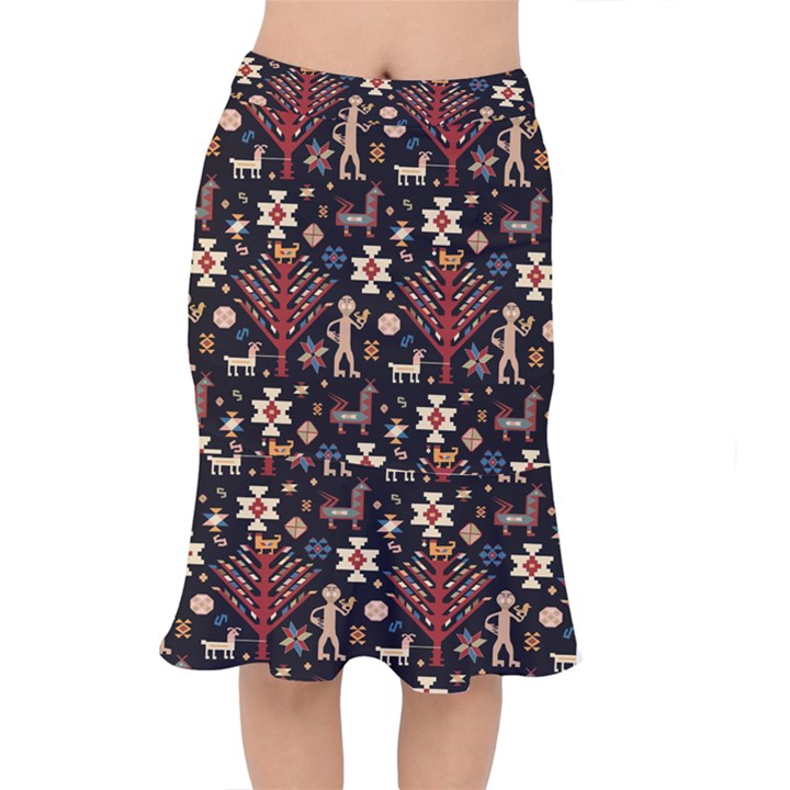 Carpet-symbols Short Mermaid Skirt