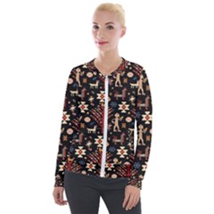 Carpet-symbols Velvet Zip Up Jacket by Gohar