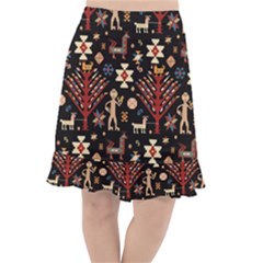 Carpet-symbols Fishtail Chiffon Skirt by Gohar