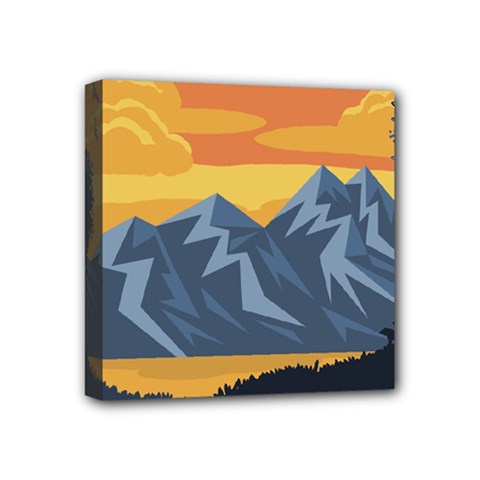 Illustration Landscape Nature Mini Canvas 4  X 4  (stretched) by Wegoenart