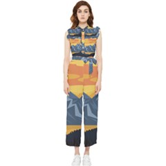 Illustration Landscape Nature Women s Frill Top Chiffon Jumpsuit by Wegoenart