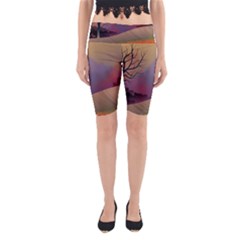 Landscape Illustration Nature Sky Yoga Cropped Leggings by Wegoenart