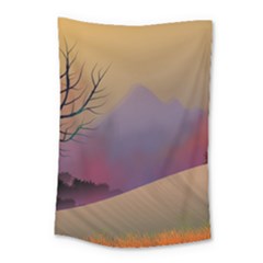 Landscape Illustration Nature Sky Small Tapestry by Wegoenart