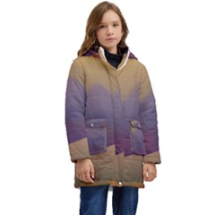 Landscape Illustration Nature Sky Kid s Hooded Longline Puffer Jacket by Wegoenart