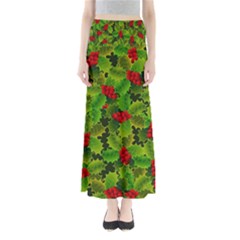 Illustration Christmas Xmas Background Full Length Maxi Skirt by Wegoenart