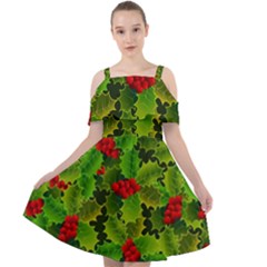 Illustration Christmas Xmas Background Cut Out Shoulders Chiffon Dress