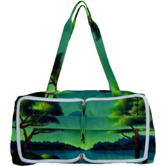 Green Landscape Illustration Nature Multi Function Bag by Wegoenart