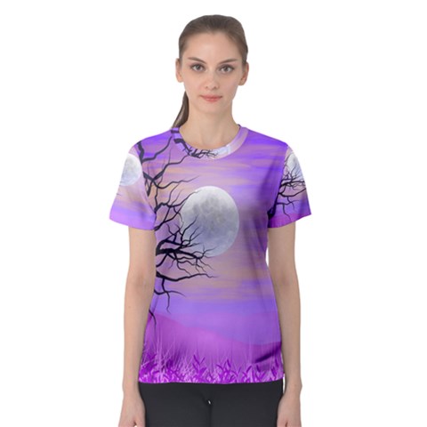 Abstract Nature Landscape Illustration Sky Clouds Women s Sport Mesh Tee by Wegoenart