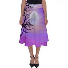 Abstract Nature Landscape Illustration Sky Clouds Perfect Length Midi Skirt by Wegoenart