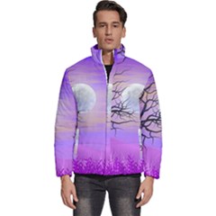 Abstract Nature Landscape Illustration Sky Clouds Men s Puffer Bubble Jacket Coat by Wegoenart