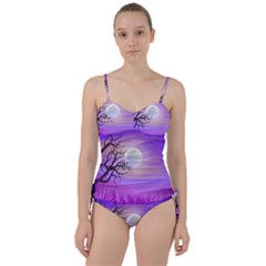 Abstract Nature Landscape Illustration Sky Clouds Sweetheart Tankini Set by Wegoenart