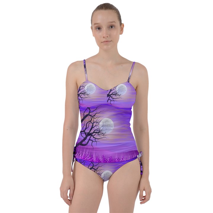 Abstract Nature Landscape Illustration Sky Clouds Sweetheart Tankini Set