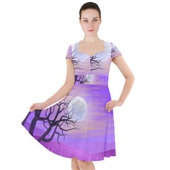 Abstract Nature Landscape Illustration Sky Clouds Cap Sleeve Midi Dress by Wegoenart