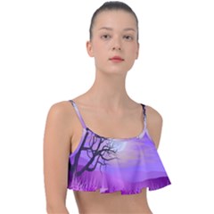 Abstract Nature Landscape Illustration Sky Clouds Frill Bikini Top by Wegoenart