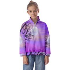 Abstract Nature Landscape Illustration Sky Clouds Kids  Half Zip Hoodie by Wegoenart