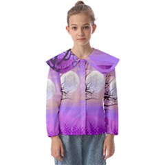 Abstract Nature Landscape Illustration Sky Clouds Kids  Peter Pan Collar Blouse by Wegoenart