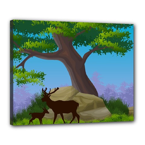 Nature Background Illustration Landscape Canvas 20  X 16  (stretched) by Wegoenart