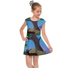 Nature Background Illustration Landscape Kids  Cap Sleeve Dress by Wegoenart