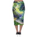 Landscape Illustration Nature Painting Velvet Midi Pencil Skirt View2