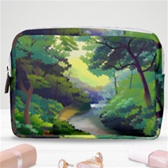 Landscape Illustration Nature Painting Make Up Pouch (medium) by Wegoenart