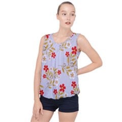 Illustration Pattern Flower Floral Bubble Hem Chiffon Tank Top by Wegoenart