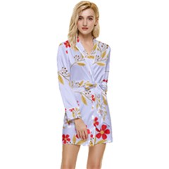 Illustration Pattern Flower Floral Long Sleeve Satin Robe by Wegoenart