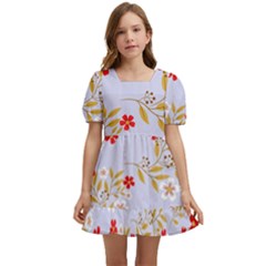 Illustration Pattern Flower Floral Kids  Short Sleeve Dolly Dress by Wegoenart