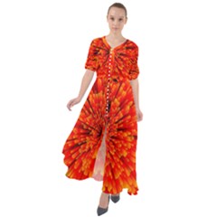 Red Orange Illustration Background Abstract Waist Tie Boho Maxi Dress