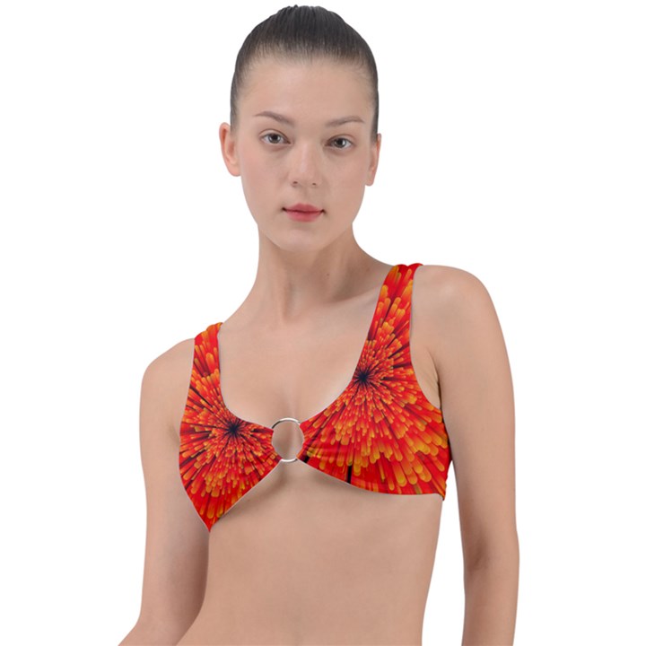 Red Orange Illustration Background Abstract Ring Detail Bikini Top