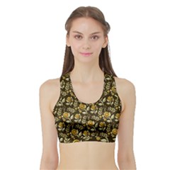 Background Flower Ornamental Art Sports Bra With Border by Wegoenart