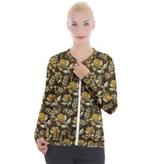 Background Flower Ornamental Art Casual Zip Up Jacket by Wegoenart