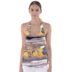 Illustration Background Landscape Babydoll Tankini Top by Wegoenart