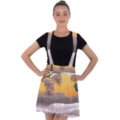 Illustration Background Landscape Velvet Suspender Skater Skirt by Wegoenart