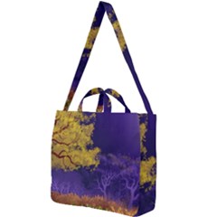 Landscape Illustration Night Light Square Shoulder Tote Bag by Wegoenart