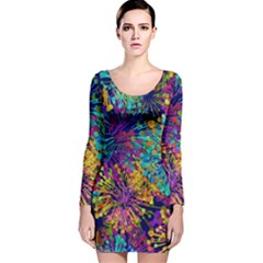 Illustration Graphics Design Art Long Sleeve Velvet Bodycon Dress by Wegoenart