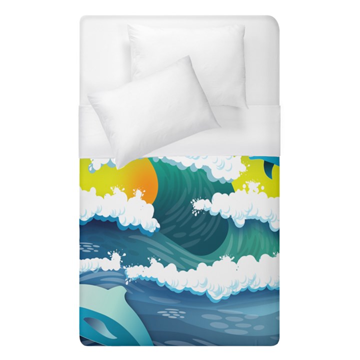 Dolphin Seagull Sea Ocean Wave Blue Water Duvet Cover (Single Size)