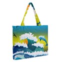 Dolphin Seagull Sea Ocean Wave Blue Water Zipper Medium Tote Bag View2