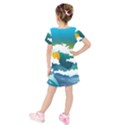 Dolphin Seagull Sea Ocean Wave Blue Water Kids  Short Sleeve Velvet Dress View2