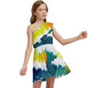 Dolphin Seagull Sea Ocean Wave Blue Water Kids  One Shoulder Party Dress View2