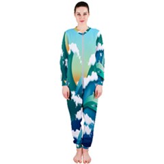 Dolphin Seagull Sea Ocean Wave Onepiece Jumpsuit (ladies) by Wegoenart