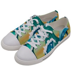 Dolphin Seagull Sea Ocean Wave Women s Low Top Canvas Sneakers by Wegoenart