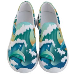 Dolphin Seagull Sea Ocean Wave Men s Lightweight Slip Ons by Wegoenart