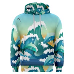 Dolphin Seagull Sea Ocean Wave Men s Overhead Hoodie by Wegoenart