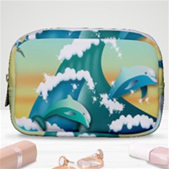 Dolphin Seagull Sea Ocean Wave Make Up Pouch (small) by Wegoenart