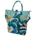 Dolphin Seagull Sea Ocean Wave Buckle Top Tote Bag View1