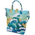 Dolphin Seagull Sea Ocean Wave Buckle Top Tote Bag View2