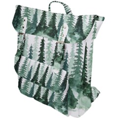 Tree Watercolor Painting Pine Forest Green  Nature Buckle Up Backpack