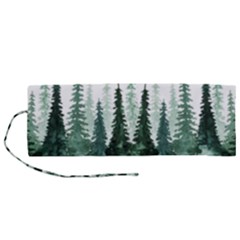 Tree Watercolor Painting Pine Forest Green  Nature Roll Up Canvas Pencil Holder (m) by Wegoenart